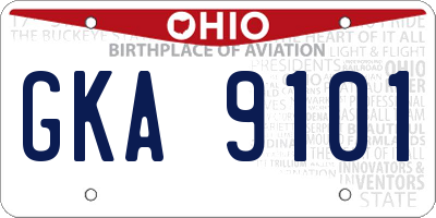 OH license plate GKA9101
