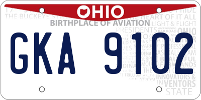 OH license plate GKA9102