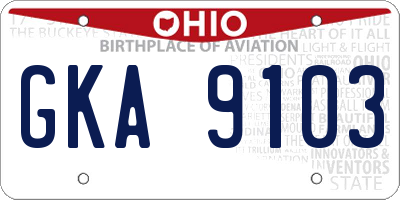 OH license plate GKA9103