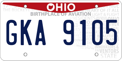 OH license plate GKA9105