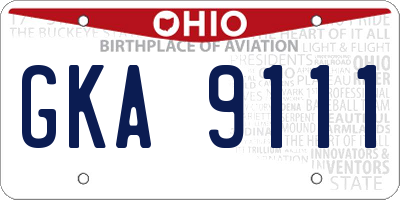 OH license plate GKA9111