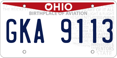 OH license plate GKA9113