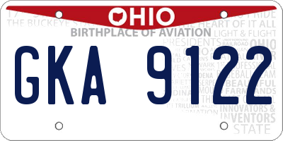 OH license plate GKA9122
