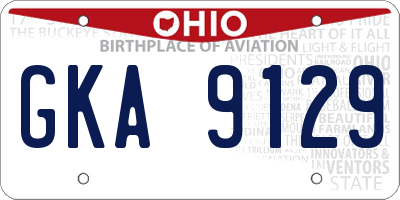 OH license plate GKA9129