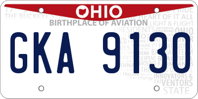OH license plate GKA9130