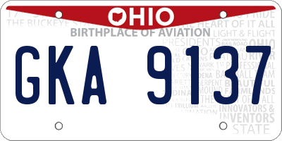 OH license plate GKA9137