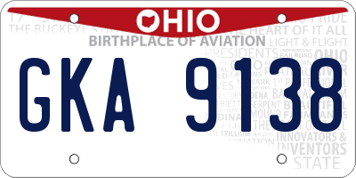 OH license plate GKA9138
