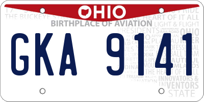 OH license plate GKA9141