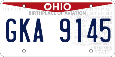 OH license plate GKA9145