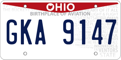 OH license plate GKA9147