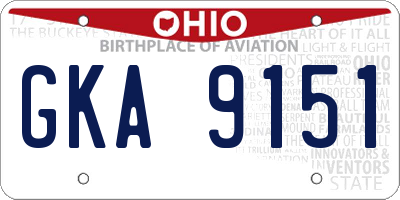 OH license plate GKA9151
