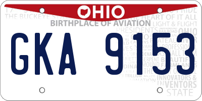 OH license plate GKA9153