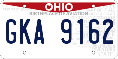 OH license plate GKA9162