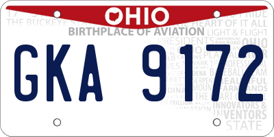 OH license plate GKA9172