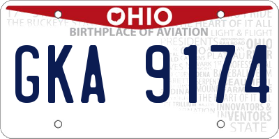 OH license plate GKA9174