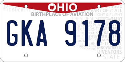 OH license plate GKA9178
