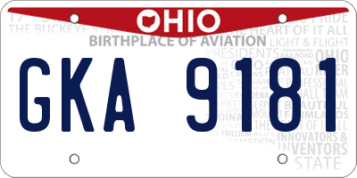 OH license plate GKA9181