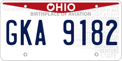 OH license plate GKA9182