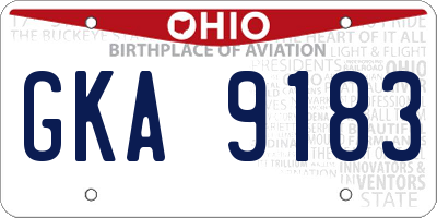 OH license plate GKA9183