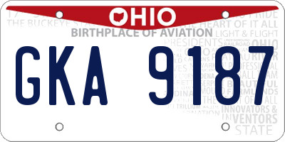 OH license plate GKA9187