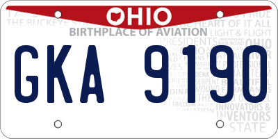 OH license plate GKA9190