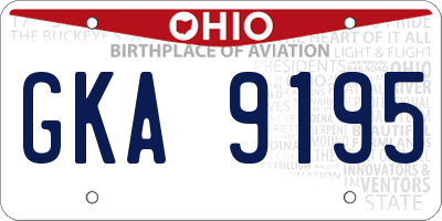OH license plate GKA9195