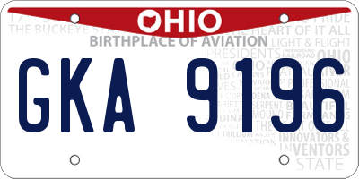 OH license plate GKA9196