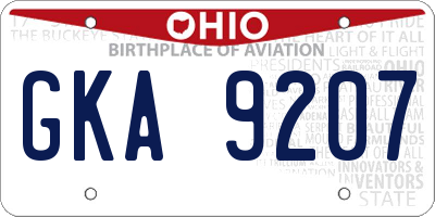 OH license plate GKA9207