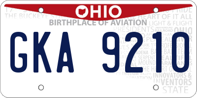 OH license plate GKA9210