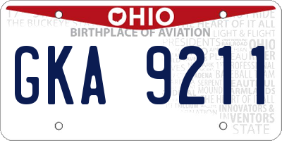 OH license plate GKA9211