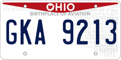 OH license plate GKA9213