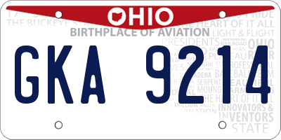 OH license plate GKA9214