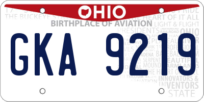 OH license plate GKA9219