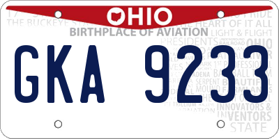 OH license plate GKA9233