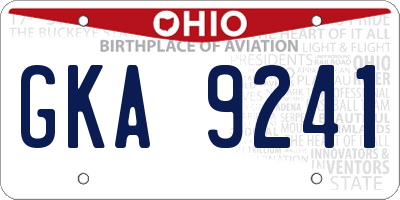OH license plate GKA9241