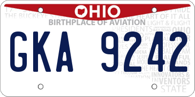 OH license plate GKA9242