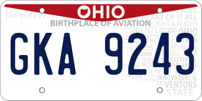OH license plate GKA9243