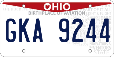 OH license plate GKA9244