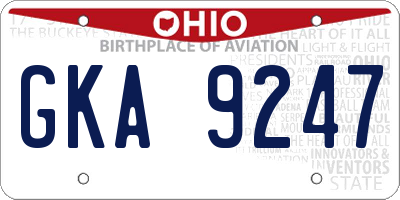 OH license plate GKA9247