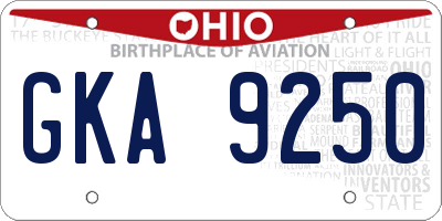 OH license plate GKA9250