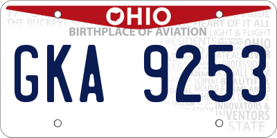 OH license plate GKA9253