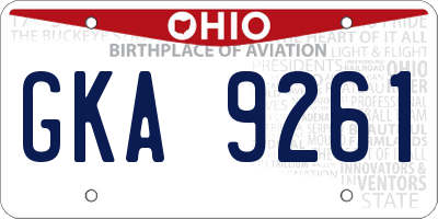 OH license plate GKA9261