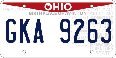 OH license plate GKA9263