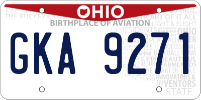 OH license plate GKA9271