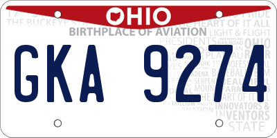 OH license plate GKA9274