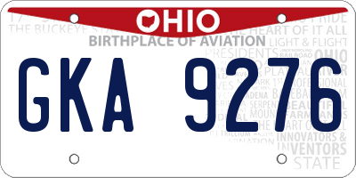 OH license plate GKA9276