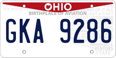 OH license plate GKA9286