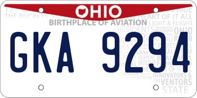 OH license plate GKA9294