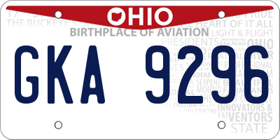 OH license plate GKA9296