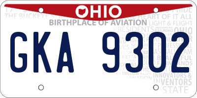 OH license plate GKA9302